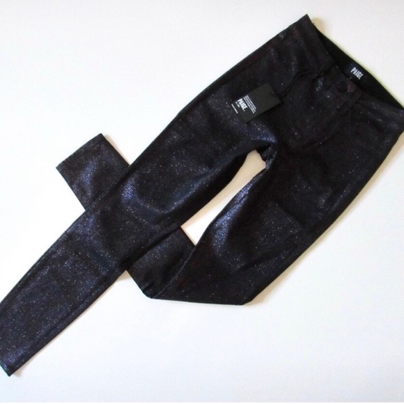 PAIGE Hoxton Ultra Skinny Night Violet Shimmer Glitter Denim - Picture 5 of 16